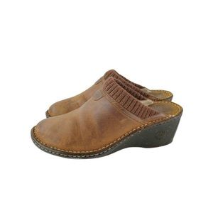 Women's Ugg Gael 3085 Brown Clogs Fur Lined Shoes Slip-On Wedge Mules Sz 11